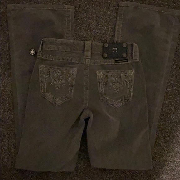 Girls Miss Me Green Gray corduroy pants SZ 10 - Picture 2 of 3